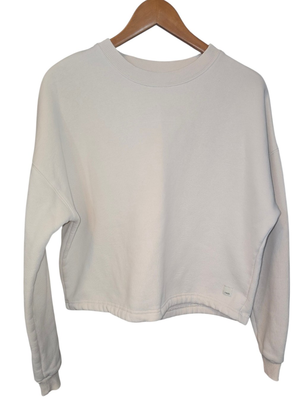 Vuori Restore Cropped Cinched Drawstring Pullover Sweatshirt Bone Off White